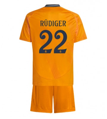 Real Madrid Antonio Rudiger #22 Borta Kläder Barn 2024-25 Kortärmad (+ Korta byxor)